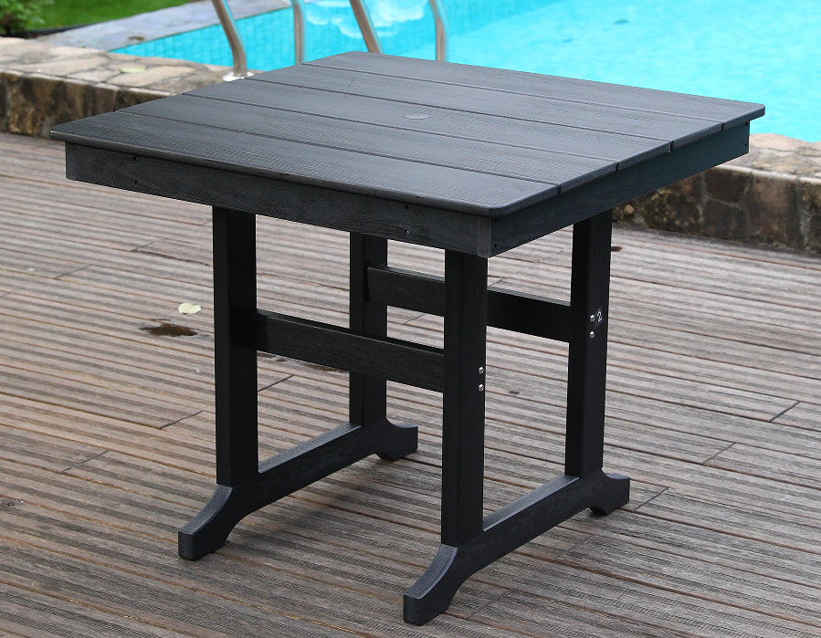 Meja Persegi HDPE Hitam Tahan Cuaca
