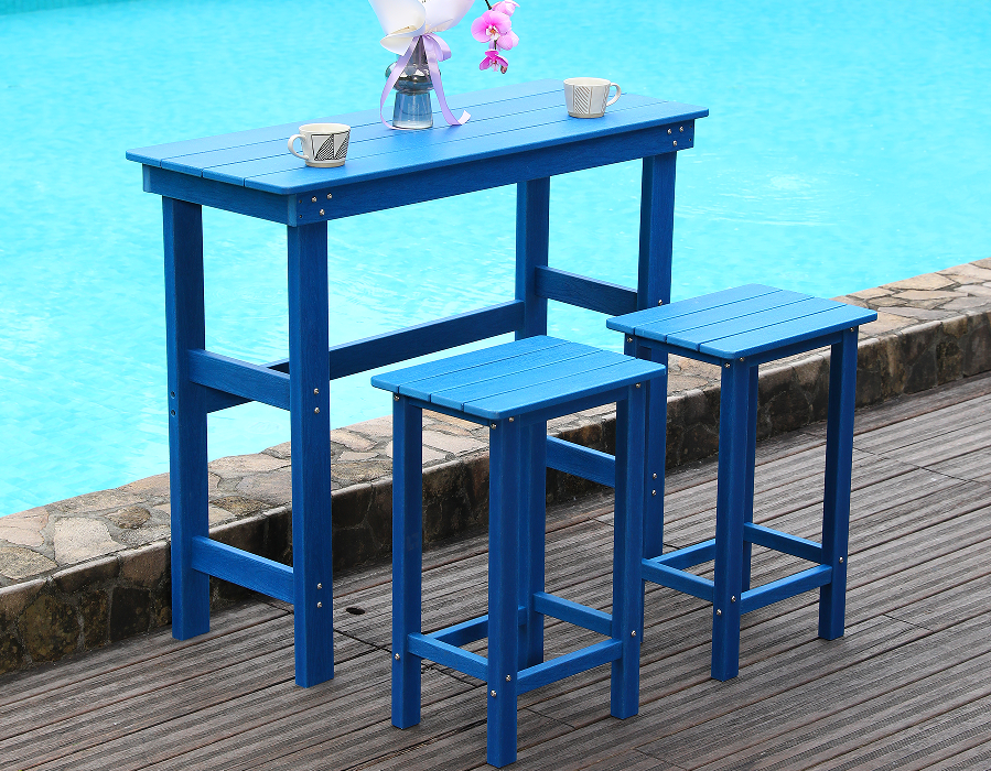 Set Makan Bar High-Top HDPE Biru Pesisir