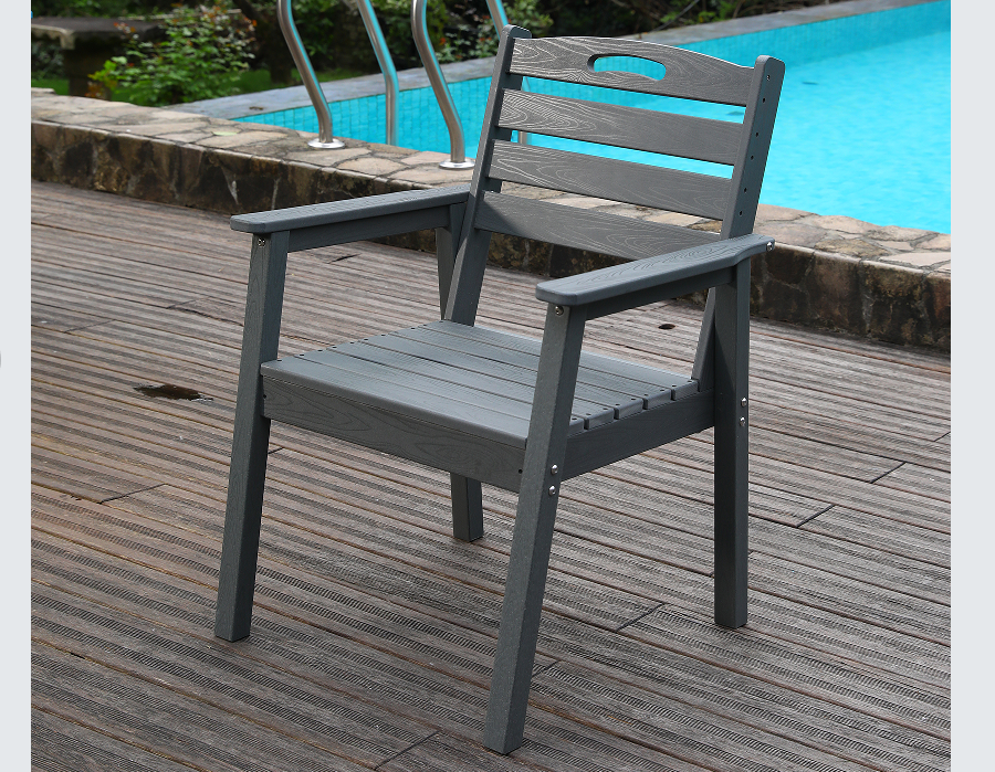 Kursi Makan HDPE Single Cross Back Abu-abu Batu Tulis