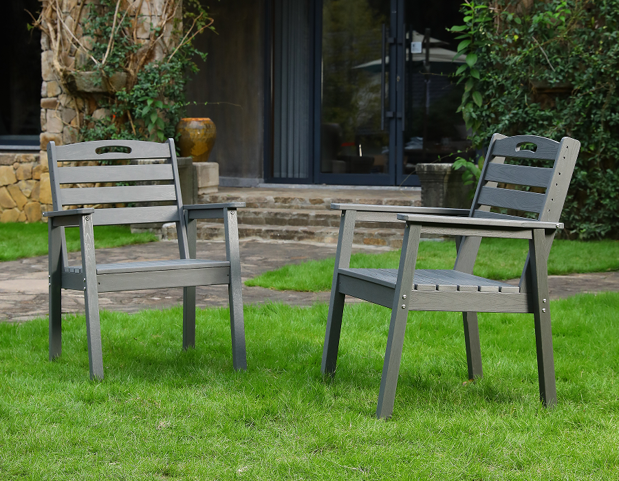 Kursi Adirondack HDPE Klasik X-Back 2 Paket Abu-abu Arang