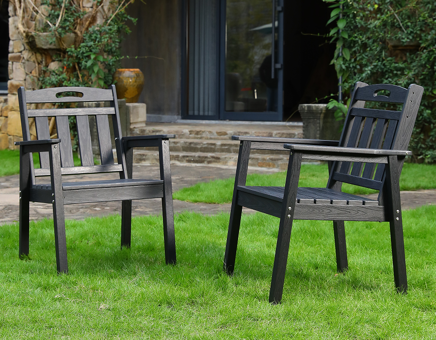 Kursi Makan Adirondack HDPE Tegak 2 Paket Hitam