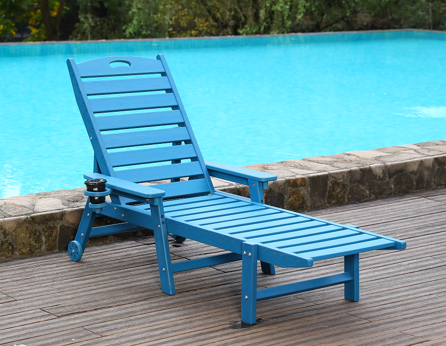 Kursi Santai Adirondack Tepi Kolam Renang HDPE Biru Siap Menyelam