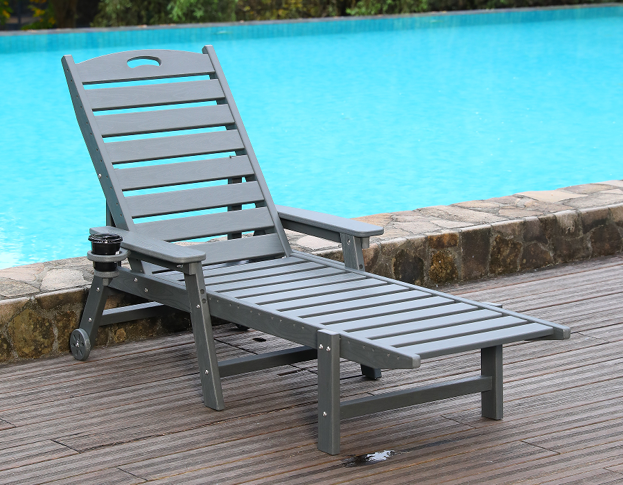 Kursi Santai Adirondack Tunggal HDPE Urban Grey