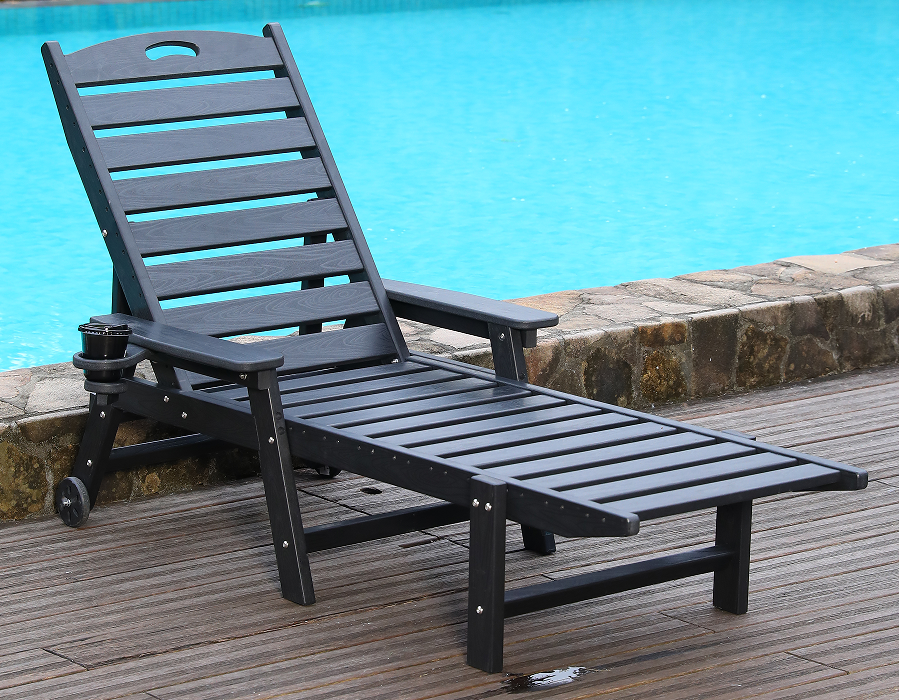 Kursi Santai Adirondack Siap Gagang HDPE Hitam Tengah Malam