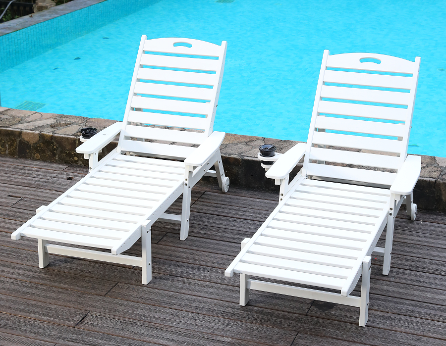 Set Lounge Adirondack Minimalis HDPE 2 Paket Putih Murni