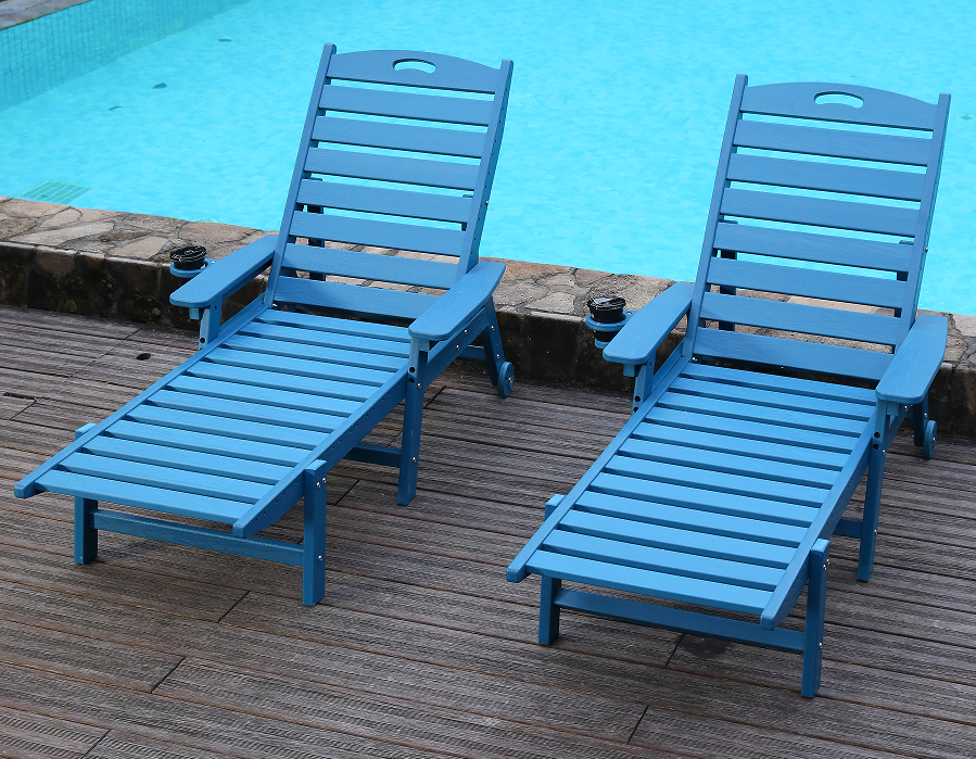 Set Adirondack Berbaring HDPE 2 Paket Biru Laut Tenang