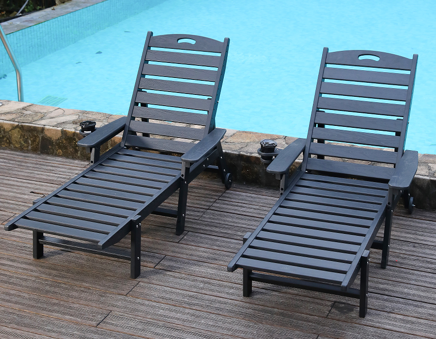 Set Kursi Adirondack Berbaring HDPE 2 Paket Jet Black