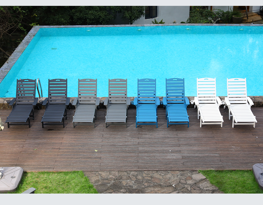Kursi Santai Adirondack Tepi Kolam Renang HDPE Biru Siap Menyelam