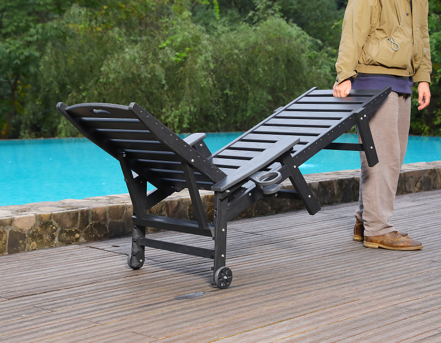Kursi Santai Adirondack Tepi Kolam Renang HDPE Biru Siap Menyelam