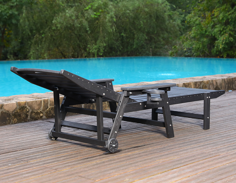 Kursi Santai Adirondack Tepi Kolam Renang HDPE Biru Siap Menyelam