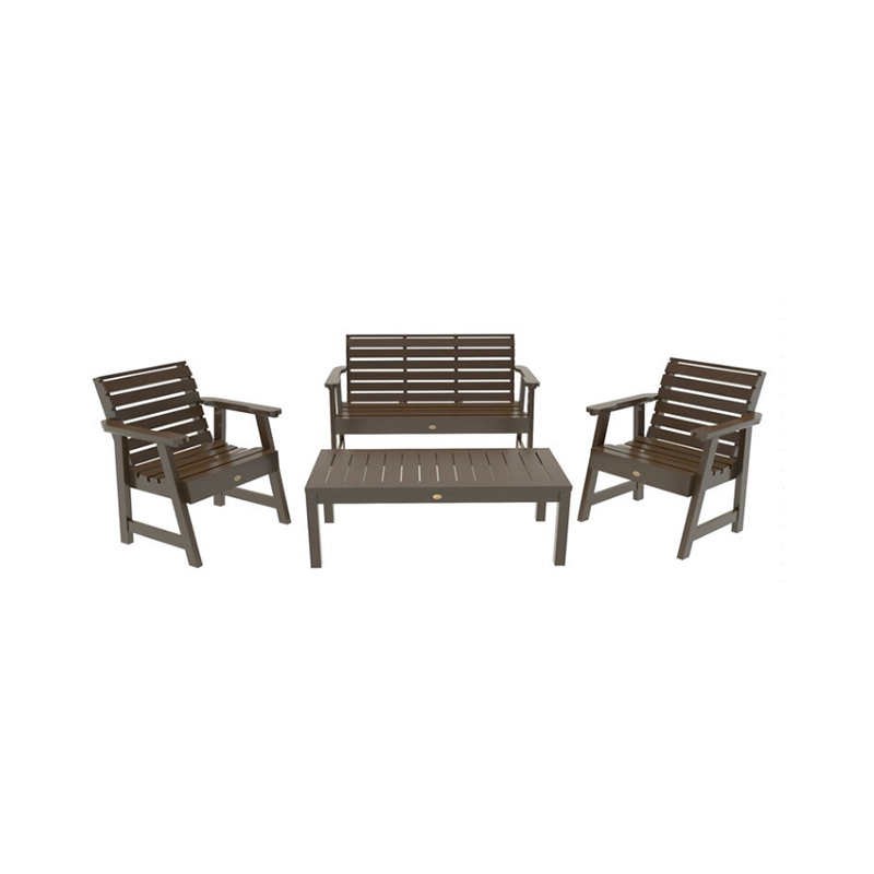 Set Sofa Teras Luar Ruangan – 4 Buah (Kursi Empuk, Kursi Berlengan, Meja Kopi)