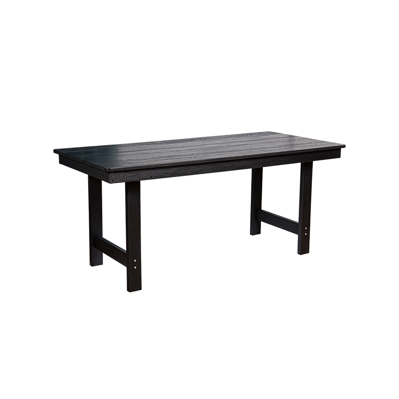 Set Makan 7 Bagian HDPE Hitam Elegan untuk Area Luar Ruangan yang Luas