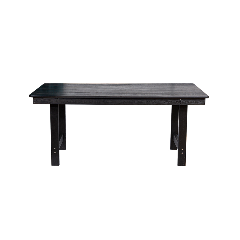 Set Makan 7 Bagian HDPE Hitam Elegan untuk Area Luar Ruangan yang Luas